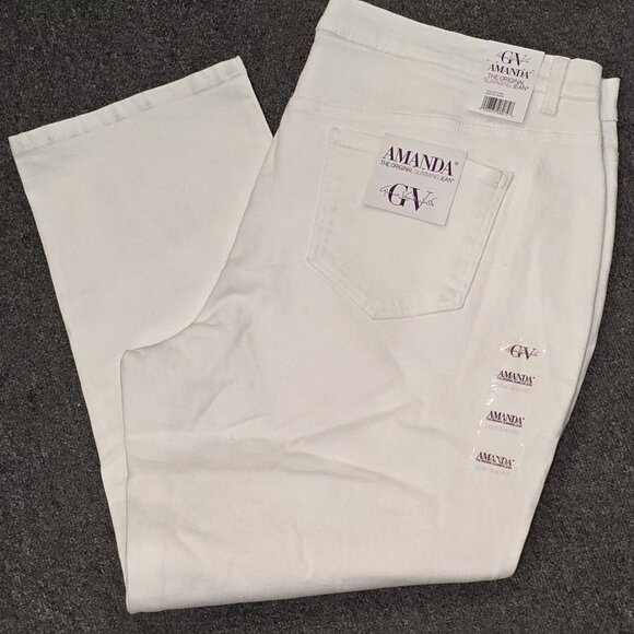 NWT Gloria Vanderbilt AMANDA Vintage White Stretch Denim Jeans 20W Short NEW - Picture 1 of 6